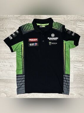Kawasaki Racing Team Men's Black & Green Polo Shirt